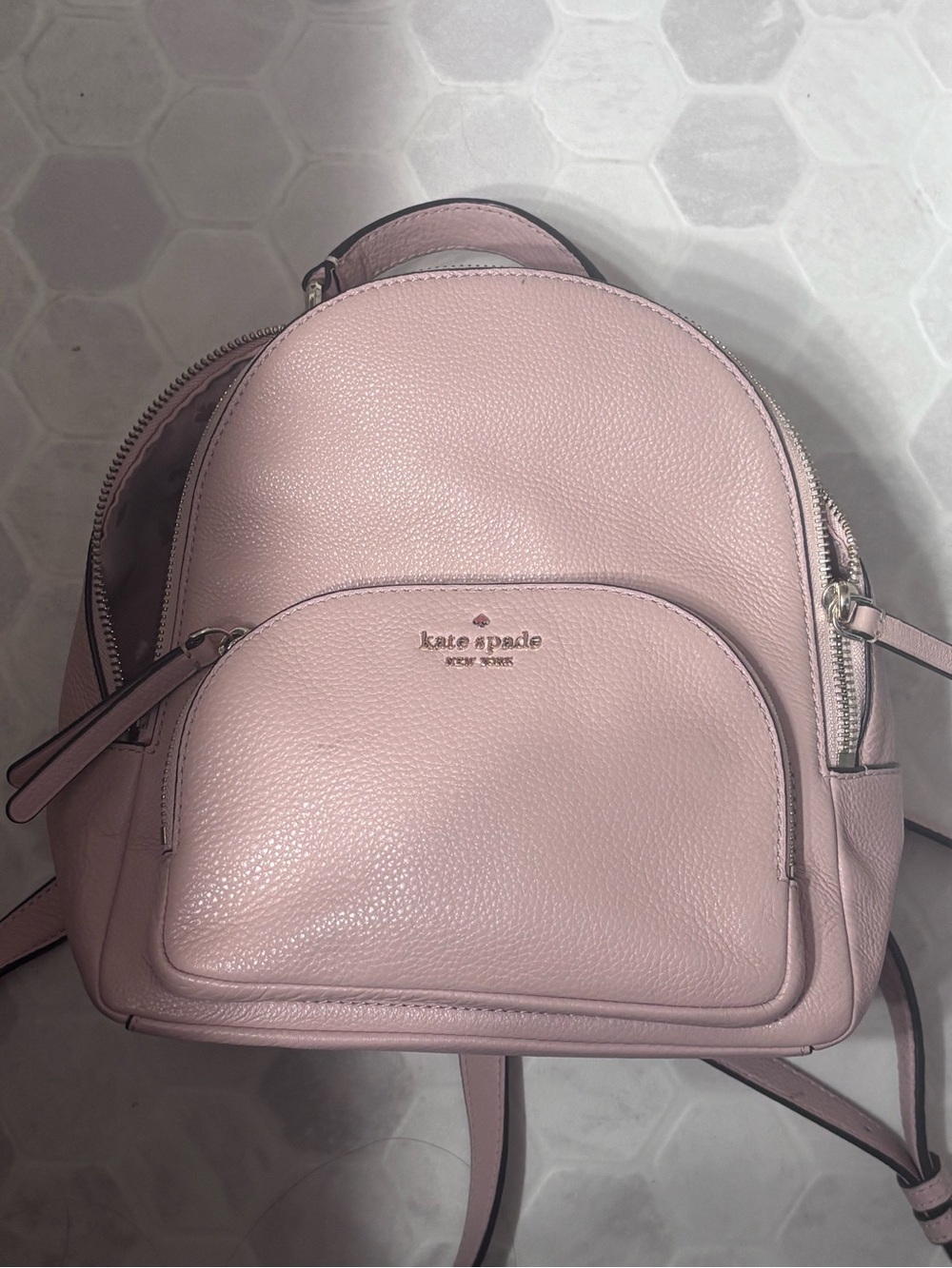 Kate Spade Pale Pink Pebbled Soft Leather Small Backpack